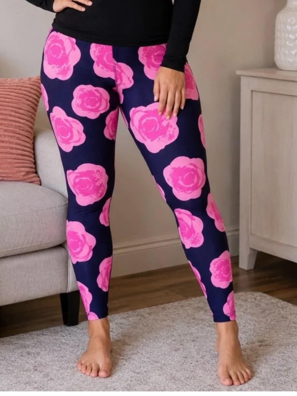 LulaRoe Tall & Curvy (TC) Floral Leggings | Fits Sizes 14–26 women | EUC
